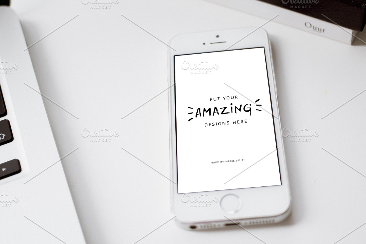6 minimalistic mockups + bonus card!, a Device Mockup by Marie Smth (Photo 2 of 6)
