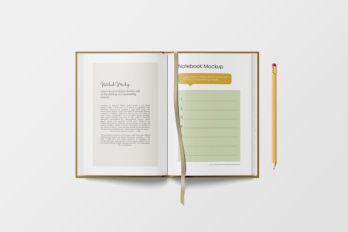 Notebook mockup, a Books & Magazine Mockup by graphiccrew (Photo 4 of 12)