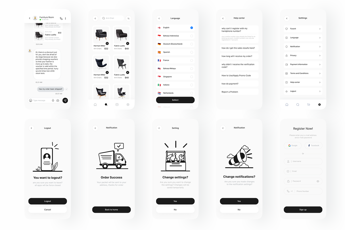 Chair Shop - Ui Kit Mobile, an UI Kit Template by Korsa Agency (Photo 5 of 6)