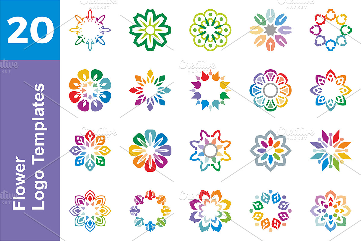 20 Logo Flower Templates Bundle, a Branding & Logo Template by Friendesigns (Photo 1 of 21)