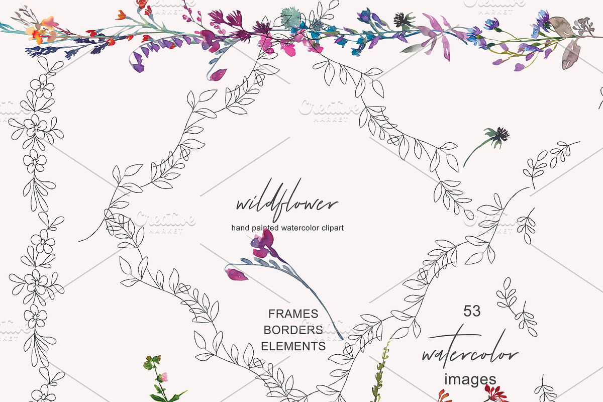 Watercolor Wildflower Clipart, an Illustration by Patishop Art (Photo 6 of 9)