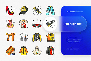 Fashion Art Colored Icons, an Outline Icon by cidcud_graphic
