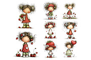 Cute Strawberry Girl Clipart, a Person Illustration by Nicolle's Colorful Art (Thumbnail 8 of 9)