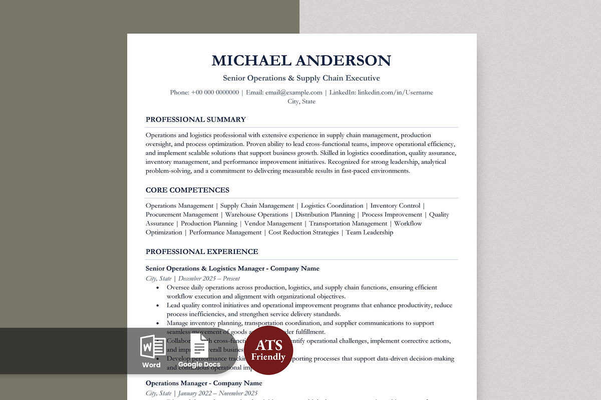 ATS Resume / CV Template Clean, a Resume Template by Anjum Ilyas (Photo 1 of 7)
