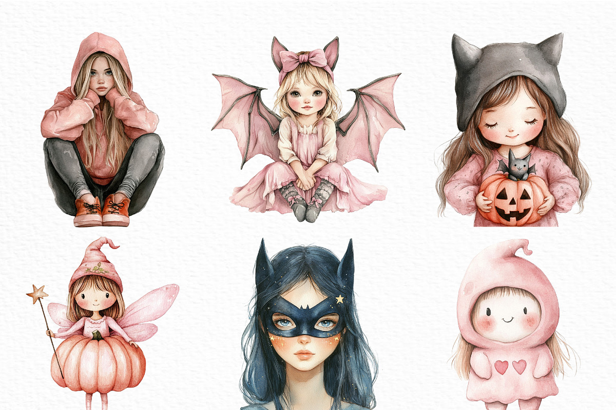 Halloween Girl Clipart, an Illustration by Craft Nest (Photo 3 of 6)