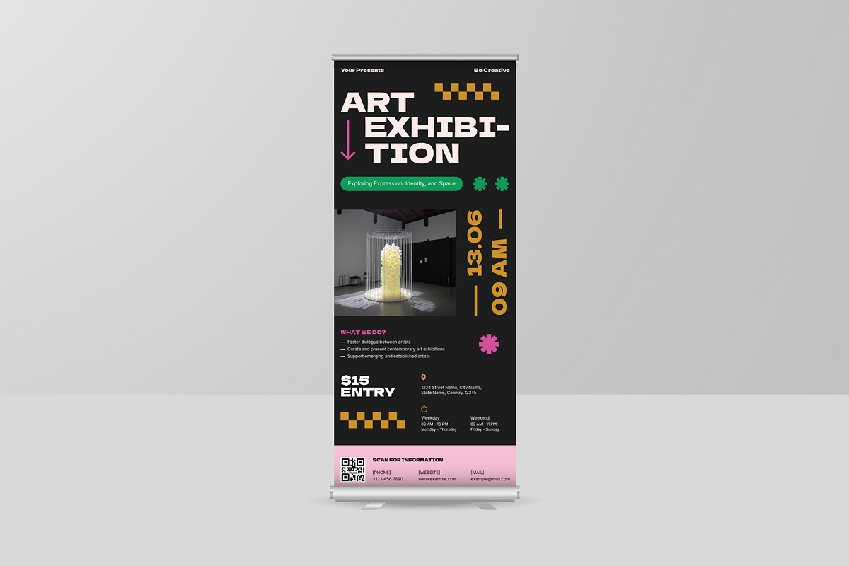 Art Exhibition Roll Up Banner, a Print Template by Annora Studio (Photo 5 of 6)