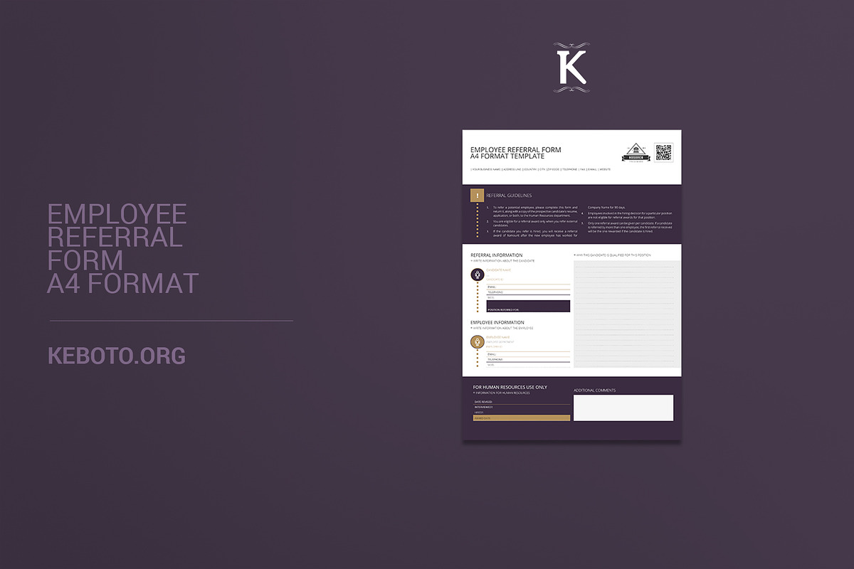 Employee Referral Form A4, a Templates & Theme by Keboto