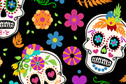 Day of the Dead Sugar Skull Seamless, a Pattern Graphic by Sharon Schwalbe (Thumbnail 1 of 2)