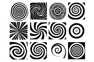 Hypnotic spirals black vector set, an Object Illustration by Onyx