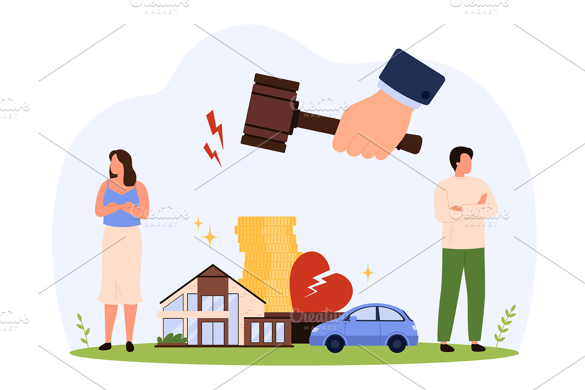 Divorce and Legal Action Concept, a Finance Illustration by Flashvector