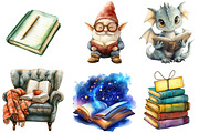 Reading Books Clipart, an Illustration by Watercolor design (Thumbnail 3 of 4)