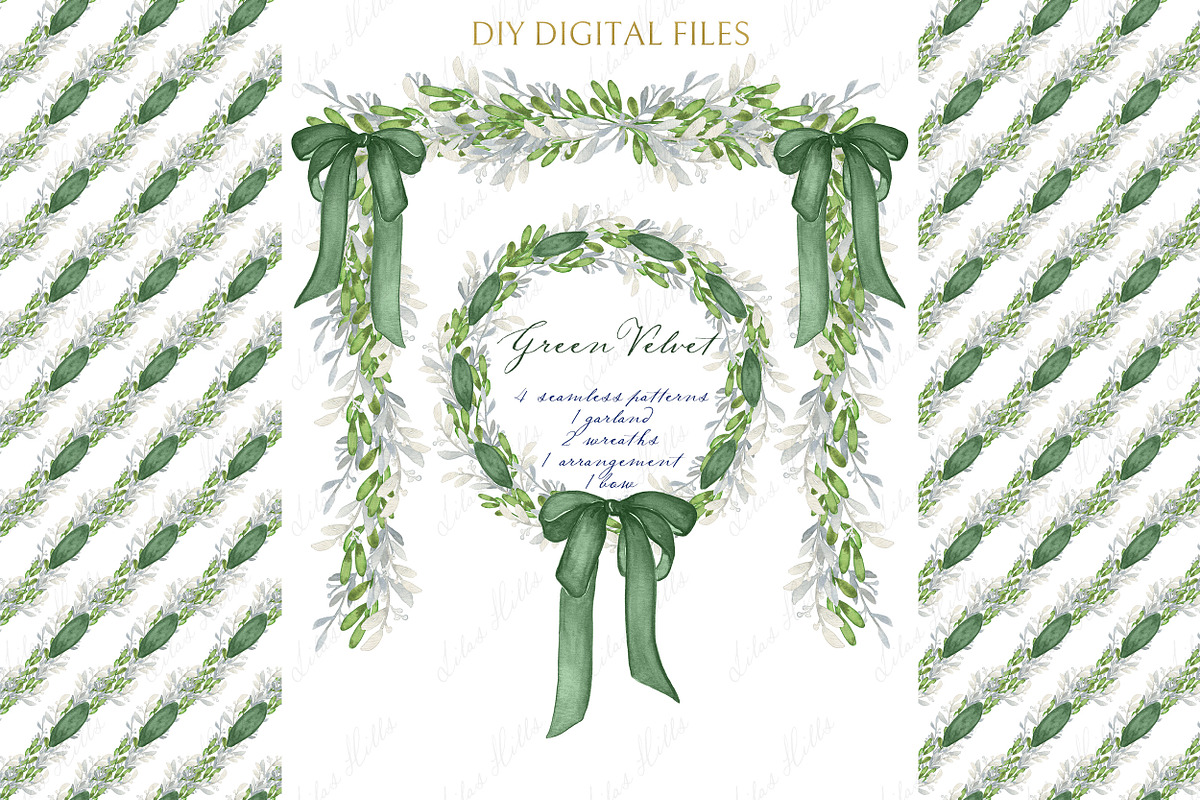 Forest Green Velvet Bow Christmas, a Graphic by LABFcreations (Photo 1 of 4)