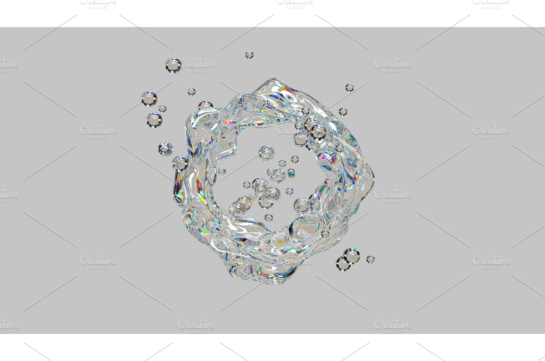 3D liquid splash with iridescent, an Abstract Photo by Liudmyla Matviiets