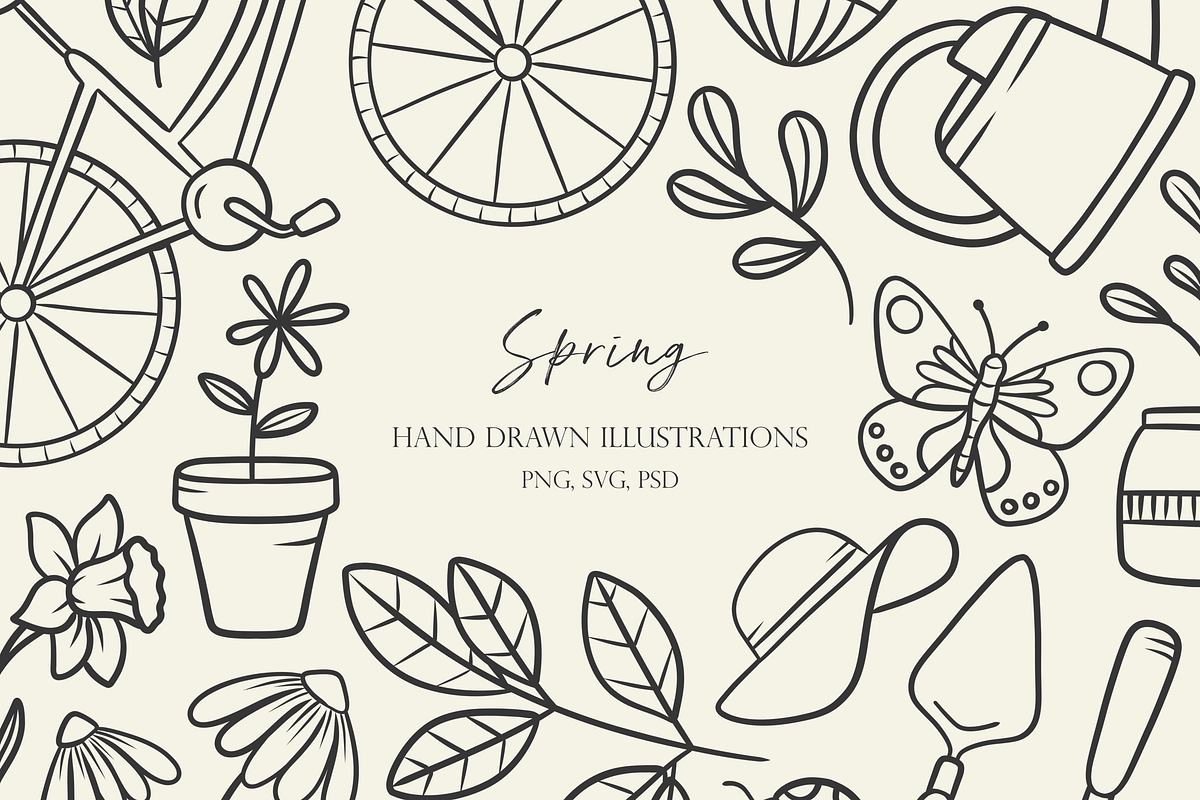 Hand Drawn Spring Illustrations, an Illustration by HonestiesPrintS (Photo 1 of 7)