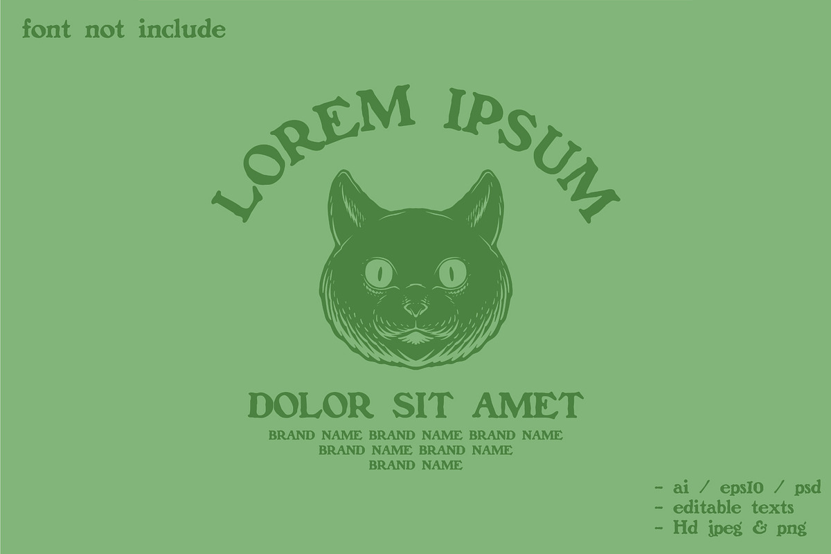 spooky cat head silhouette logo, a Branding & Logo Template by Judsart