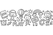 Set of cartoon doodle kids borders, a Decorative Illustration by Bubert Art (Thumbnail 6 of 8)