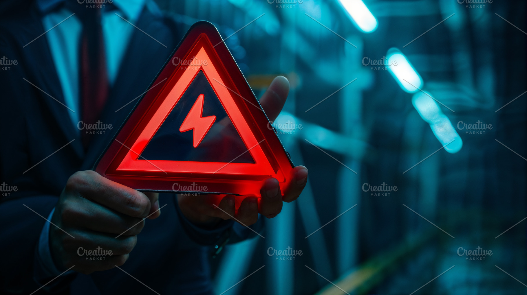 Man holding red warning sign. Genera, a Technology Photo by OSORIOartist