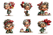 Whimsical old lady birthday clipart, an Illustration by SinaCreation (Thumbnail 3 of 11)