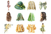 Watercolor Floral Summer Girl, an Illustration by DreamArtGraphic (Thumbnail 3 of 4)