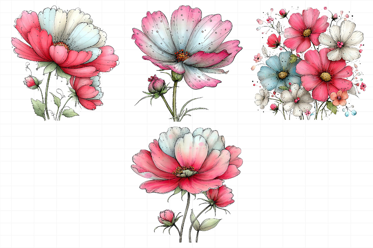 Spring Cosmos Flower Clipart, an Illustration by Daily.Designs (Photo 5 of 8)