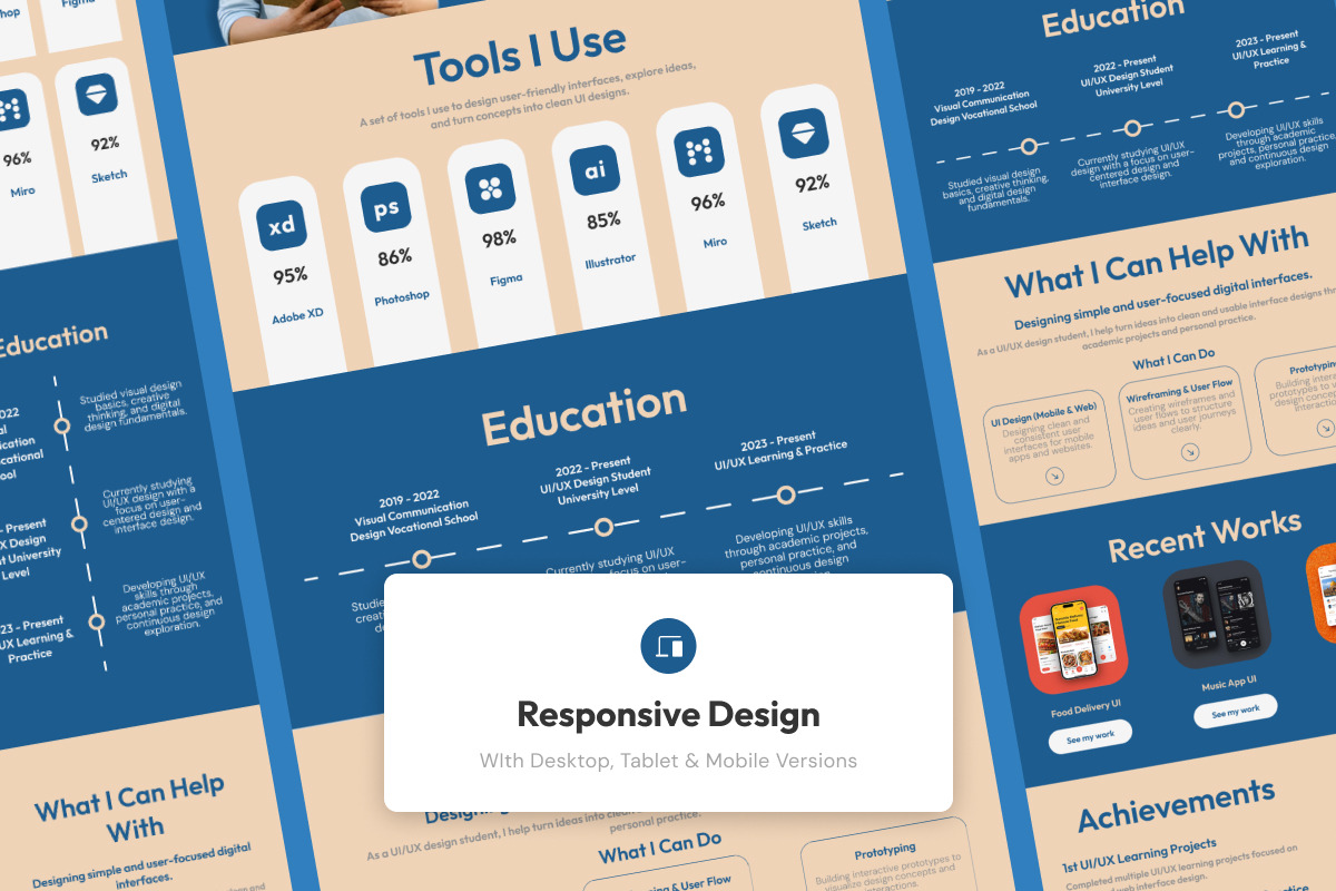 Alex – Student Portfolio Landing, a Landing Page Template by trabaskriya (Photo 4 of 5)