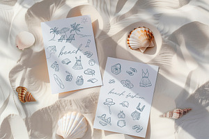 Wedding, Beach, Sea Life Food Doodle