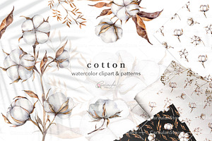 Cotton Watercolor Clipart