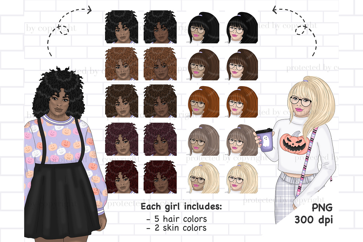 Spooky Girls Clipart, a Person Illustration by GlamArtZhanna (Photo 2 of 4)