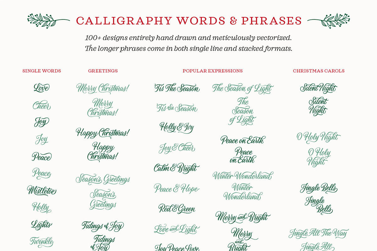 Merry Christmas Calligraphy Vectors, a Decorative Illustration by Molly Suber Thorpe (Photo 5 of 7)