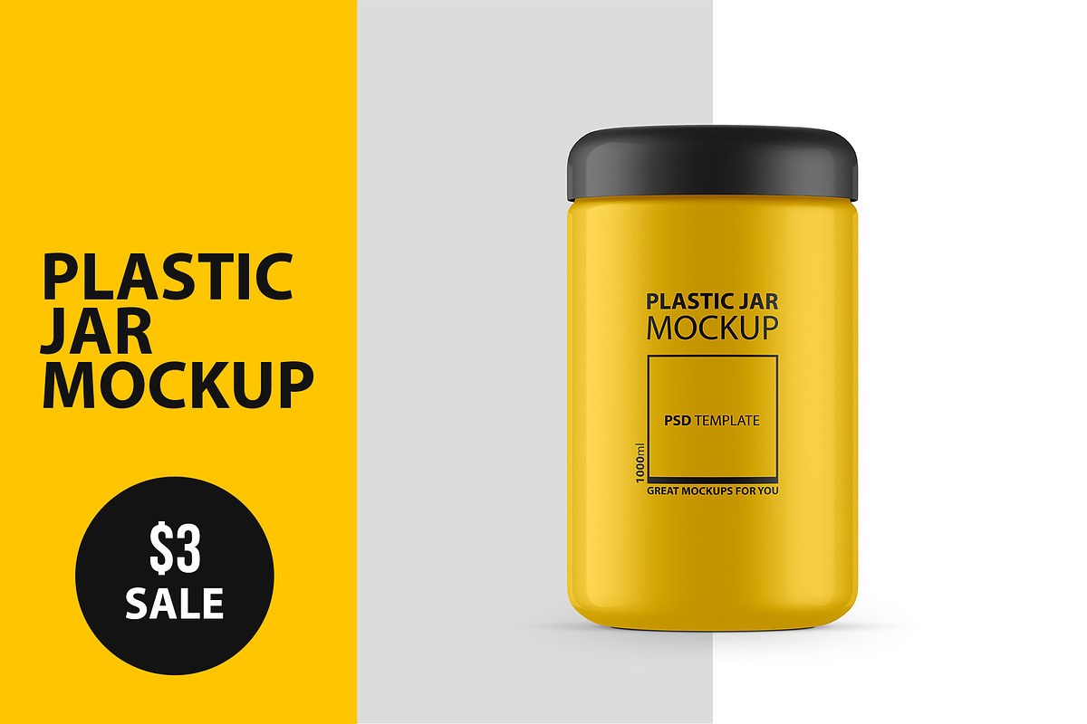 Plastic Jar PSD Mockup, a Cups & Container Mockup by GreatFruit (Photo 1 of 6)