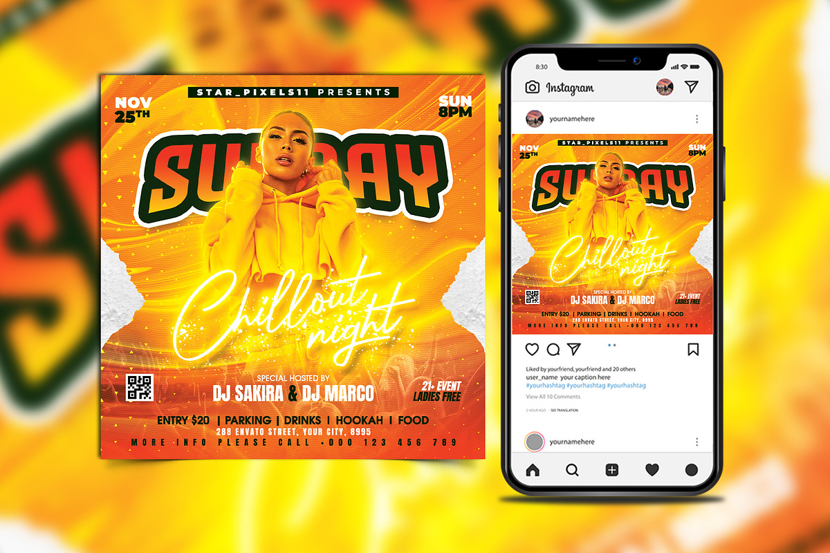 Sunday Chillout Night Event Flyer, a Flyer Template by FlyerPixles(SP11) (Photo 1 of 3)
