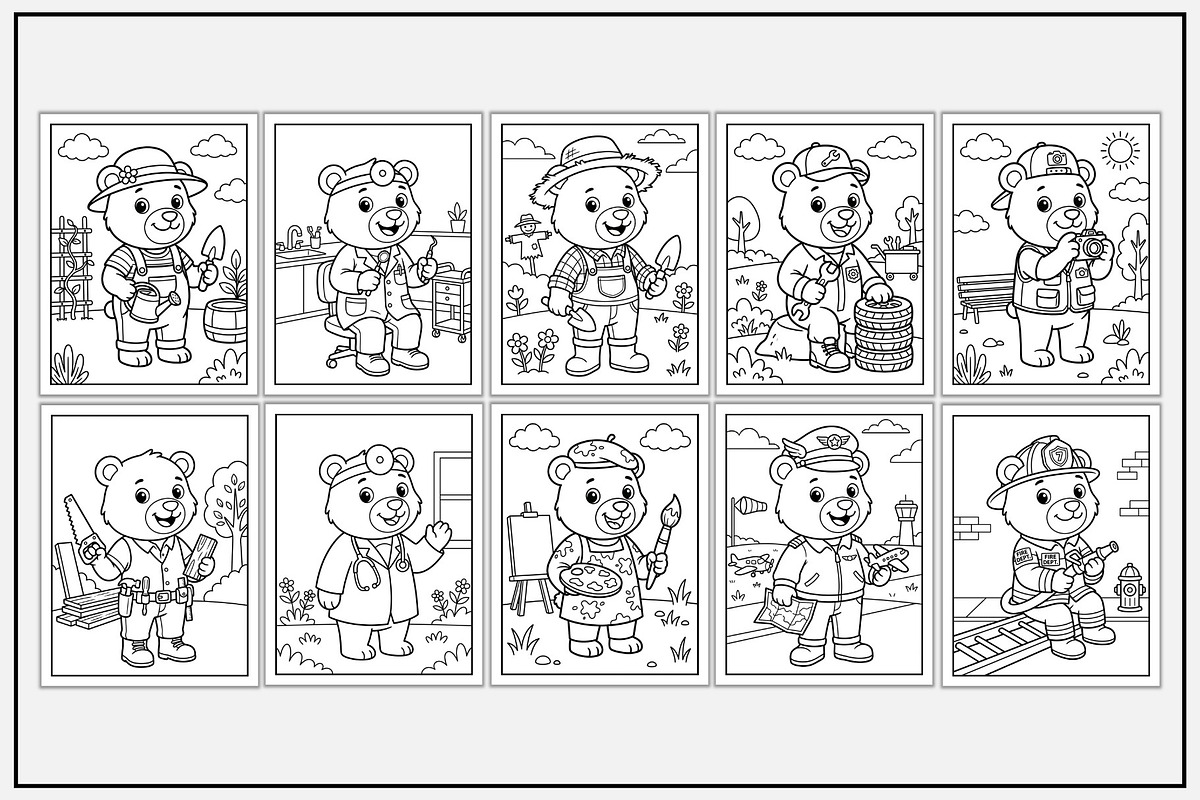 Bear Jobs Coloring Pages, an Animal Illustration by Lamia Emad (Photo 2 of 5)