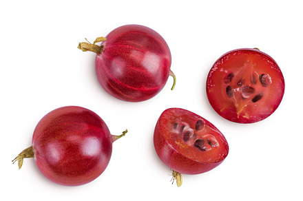 Red gooseberry isolated on white, a Food & Drink Photo by NataPhoto