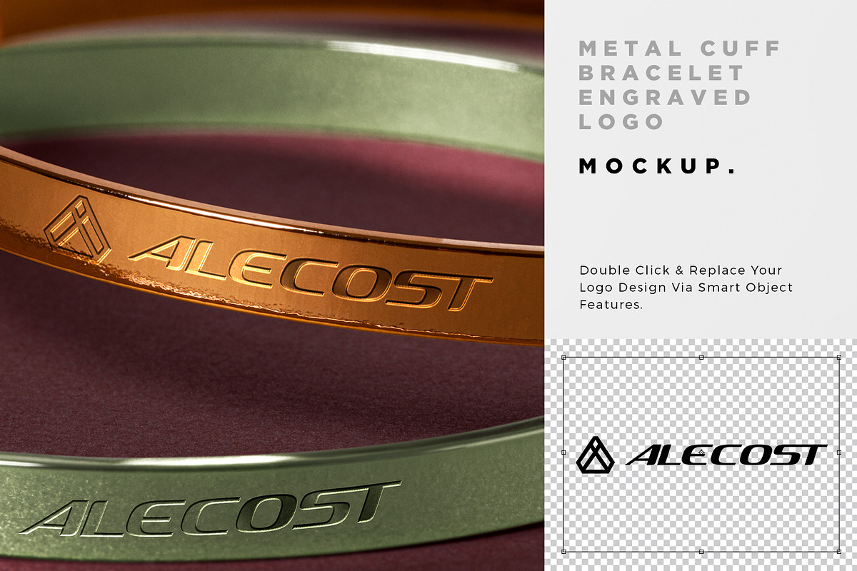 Engraved Metal Bracelet Logo Mockup, a Product Mockup by GfxFoundry