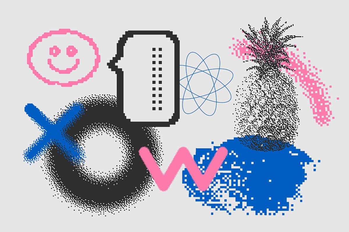 126 Vector Dither Textured Clip Arts, a Graphic by softulka