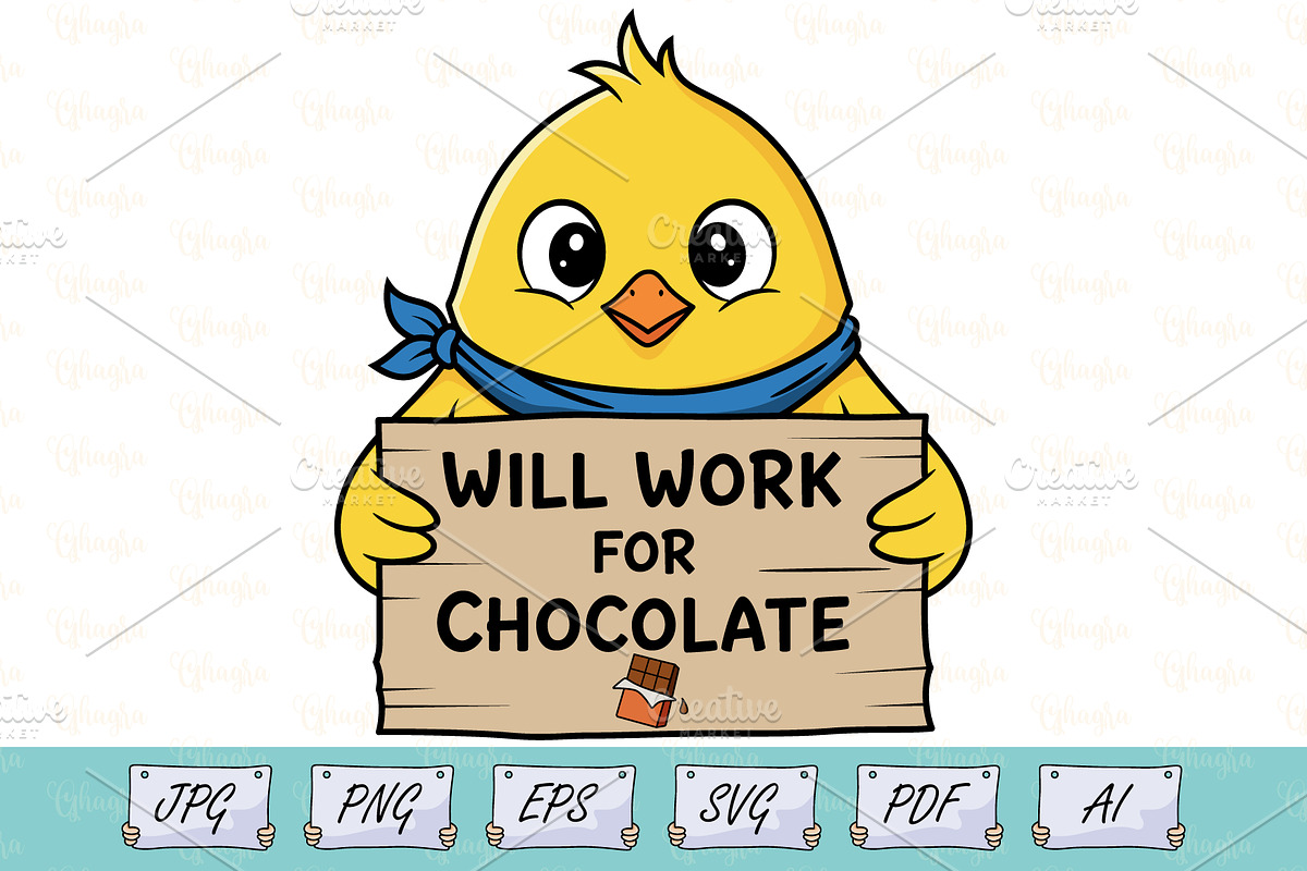 Funny Easter Chocolate Lover Chick, a Seasonal Illustration by Ghagra (Photo 1 of 7)