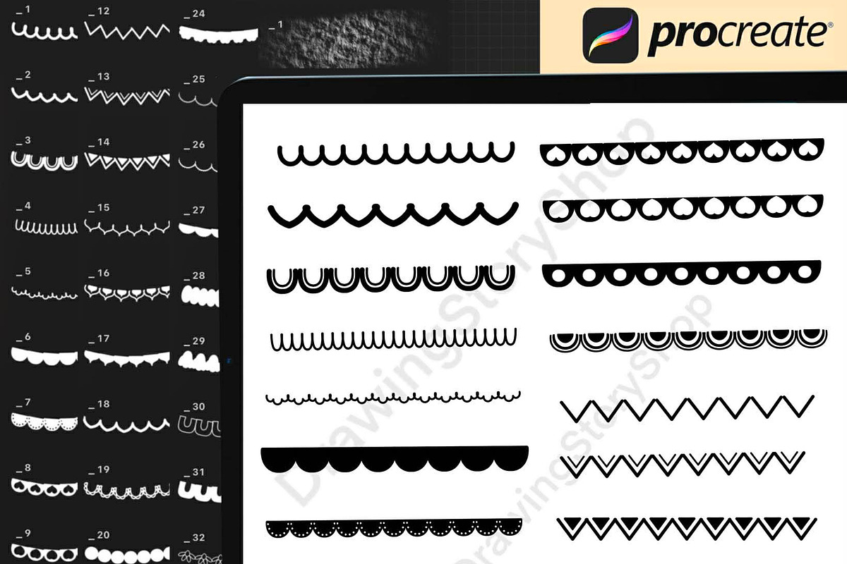 Procreate Scalloped Edge & Paper, a Brush Add-On by DrawingStoryShop (Photo 2 of 6)