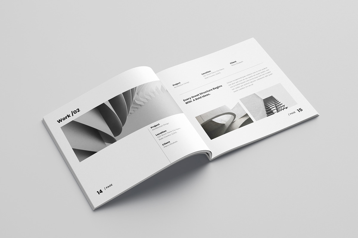 Square Architecture Portfolio Design, a Brochure Template by Spark_Creative (Photo 9 of 14)