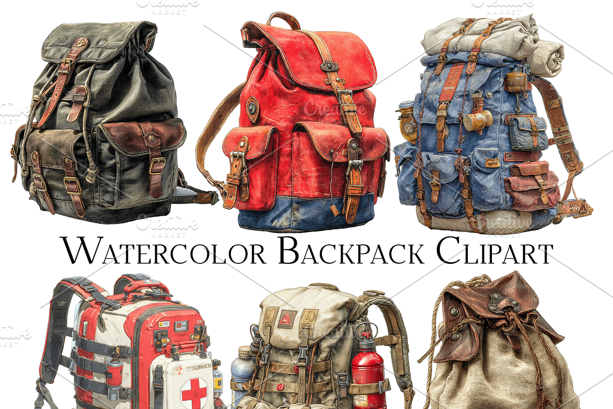 Watercolor Backpack Clipart, an Object Graphic by ArtisticTimberStudio (Photo 2 of 2)