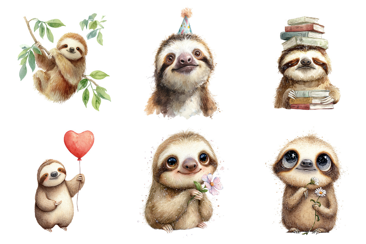 Kawaii Cute Sloth Sublimation, an Illustration by Design Market (Photo 3 of 3)