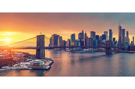 Brooklyn bridge and Manhattan at, an Architecture Photo by sborisov
