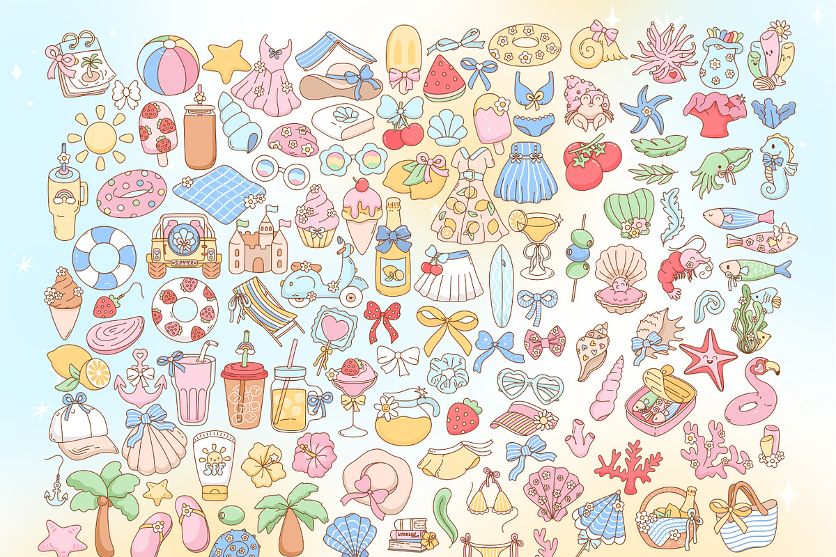 Coquette Coastal Summer Bundle, a Seasonal Illustration by Huxmay (Photo 2 of 7)
