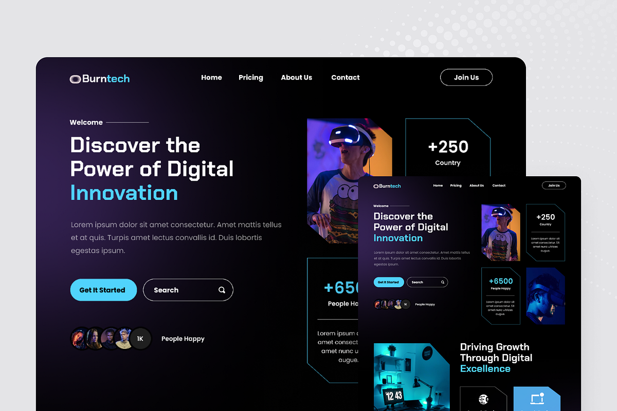 Digital Agency Landing Page, a Landing Page Template by SquidPixey