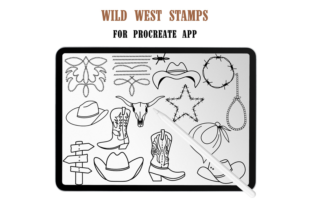 Wild West Procreate Brushes Stamps, a Brush Add-On by Brush Lab (Photo 6 of 9)