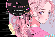 Outline Hair Brushes for Procreate, a Brush Add-On by nikiartcorner (Thumbnail 1 of 9)