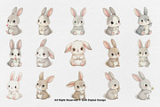 15 Bundle Watercolor Baby Rabbit, an Animal Illustration by Morspective (Thumbnail 8 of 8)
