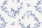 Vintage Seamless Patterns Toile Blue, a Pattern Graphic by ON_lineart_store (Thumbnail 5 of 10)