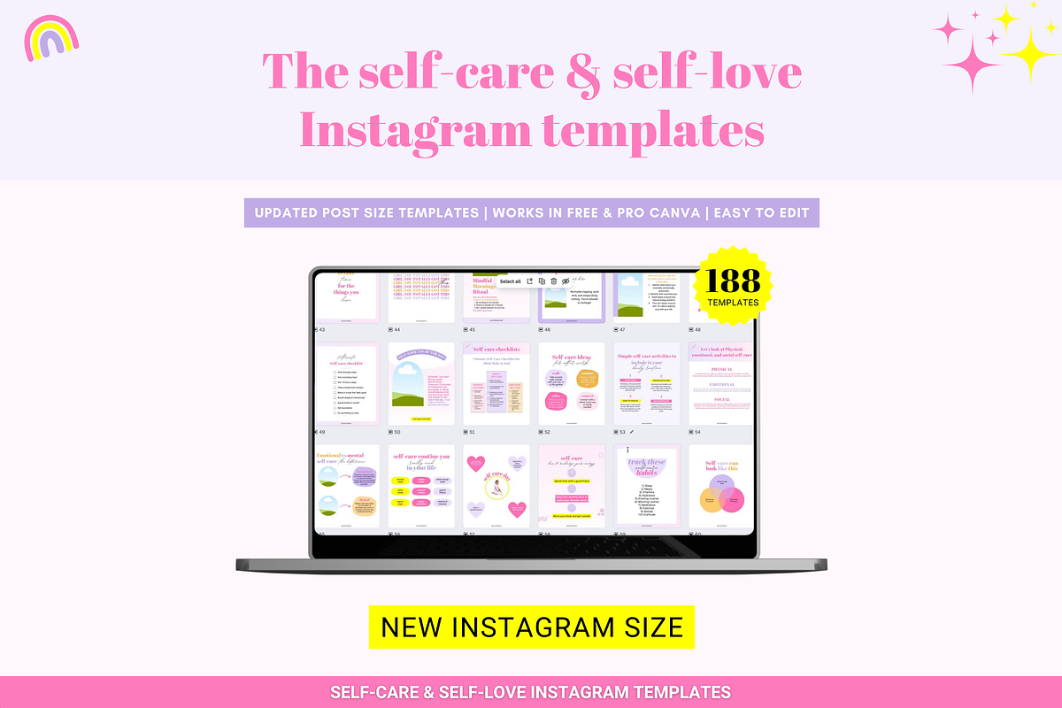 Self-care Instagram Canva templates, a Templates & Theme by Cate Creates (Photo 4 of 7)