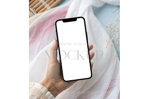 iPhone Mockup with Pastel Drapes, a Product Mockup by MockupWizard