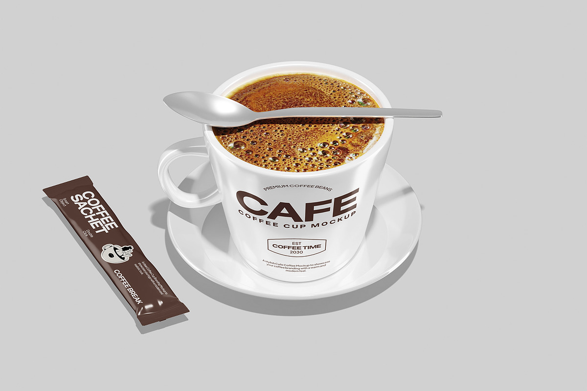 Cafe Coffee Cup Branding Mockup, a Packaging Mockup by Permadi Creative (Photo 2 of 5)